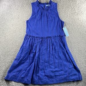 Draper James RSVP Babydoll Short Sun Dress Blue Cotton Woven Medium Pockets NWT
